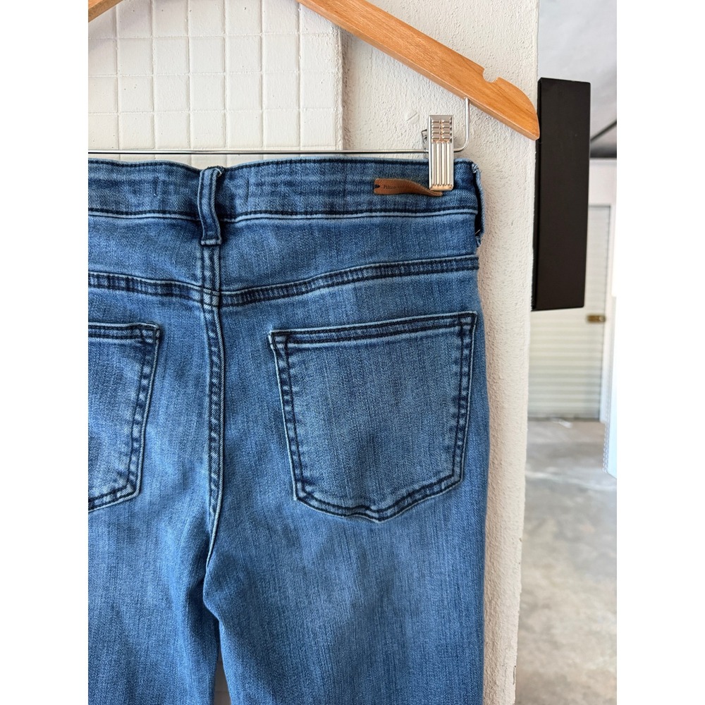 Pilcro Anthropologie‎ High Rise Bootcut Kick Flare Jeans Side Button Hem Blue 27 - Picture 6 of 9